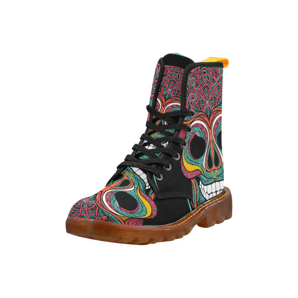 Flowers Skull Martin Boots For Women Model 1203H
