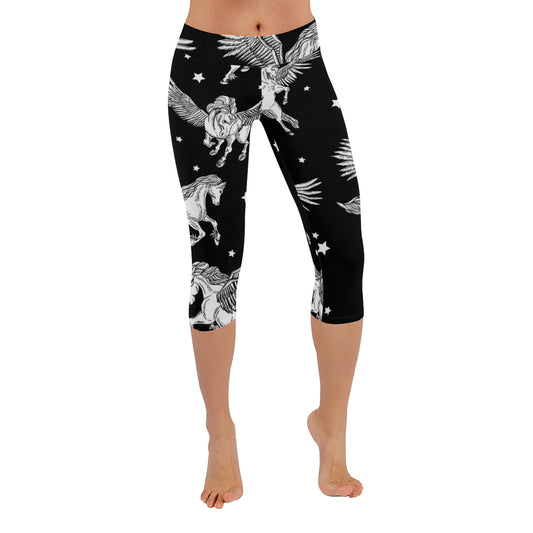 Unicorn 1 Women's Low Rise Capri Leggings (Invisible Stitch)