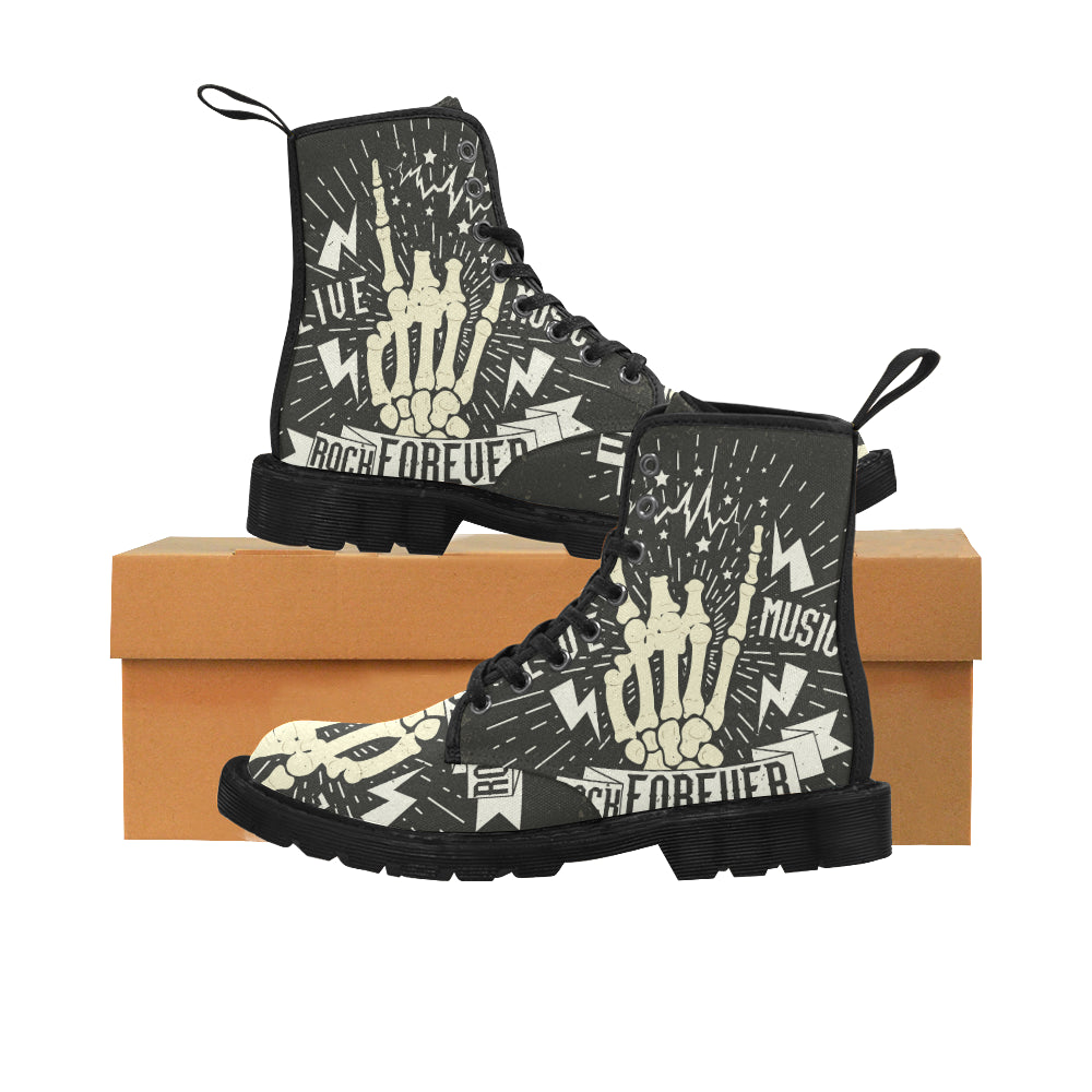 Rock and Roll music hipster Martin Boots for Women (Black) (Model 1203H)