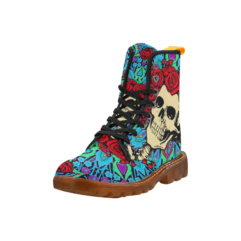 Flower Skull Martin Boots For Women Model 1203H