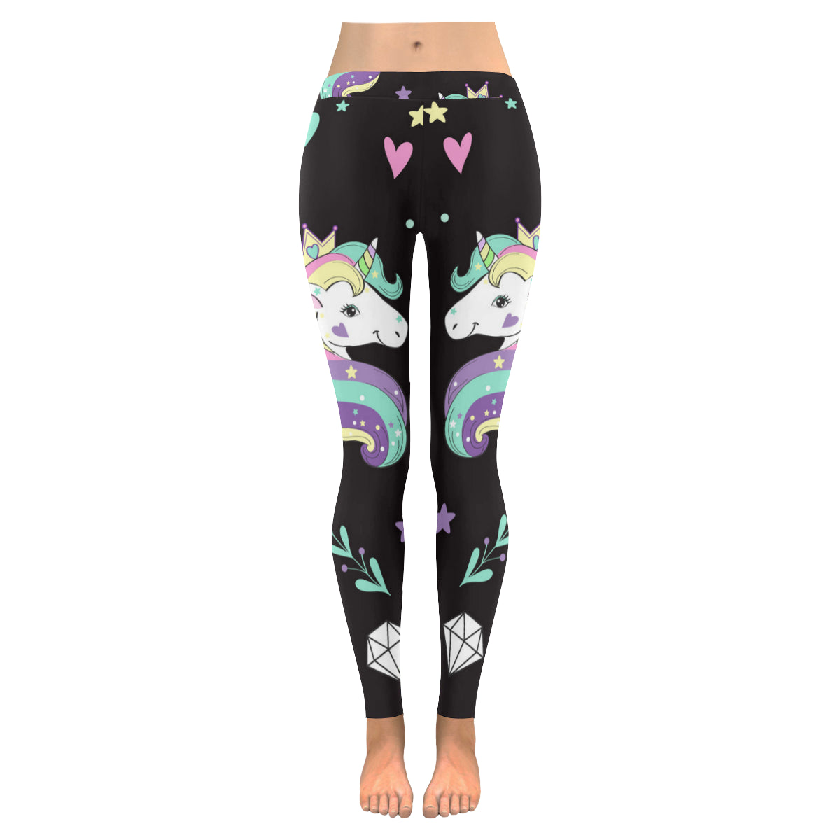 Beautiful unicorns and diamonds Women's Low Rise Leggings (Invisible Stitch)