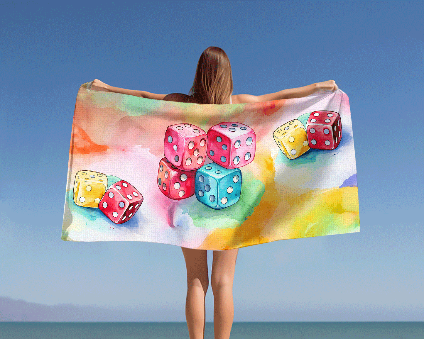 Beach Towel,  Dice, Polycotton Towel