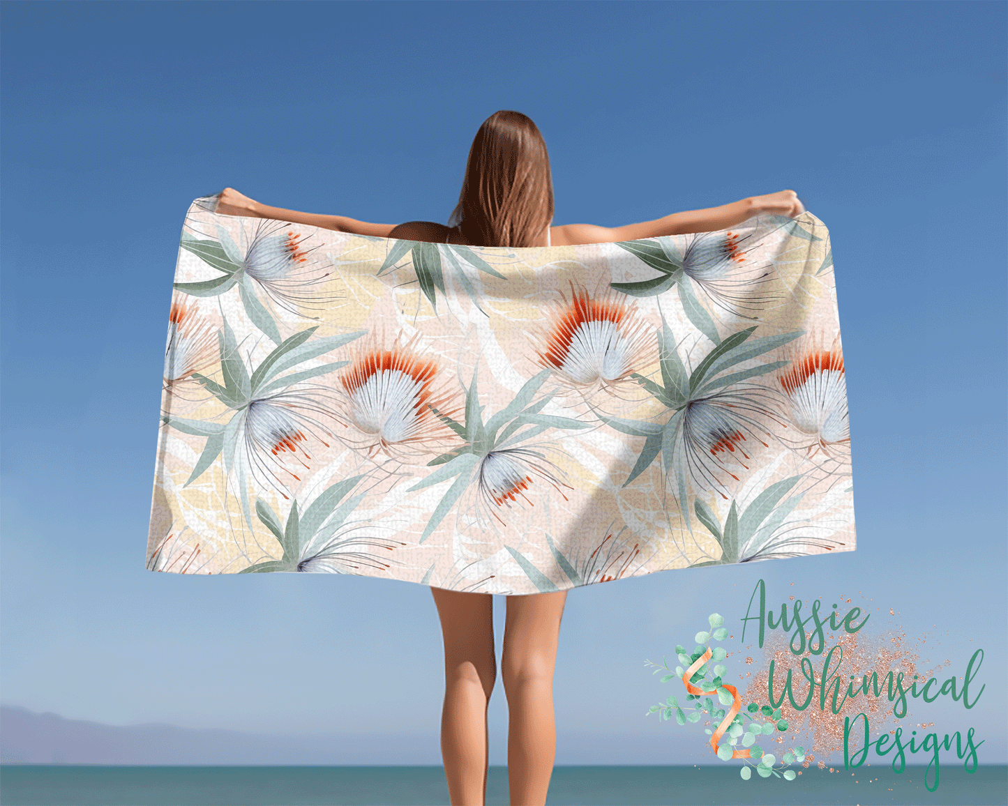 Beach Towel, Boho Floral, Polycotton Towel