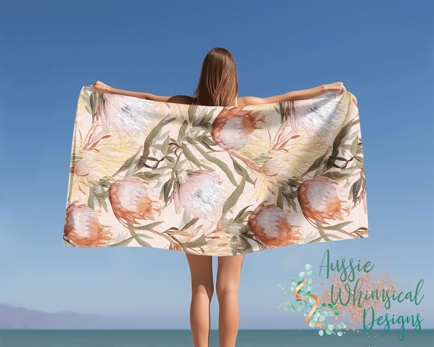 Beach Towel, Boho Floral, Polycotton Towel