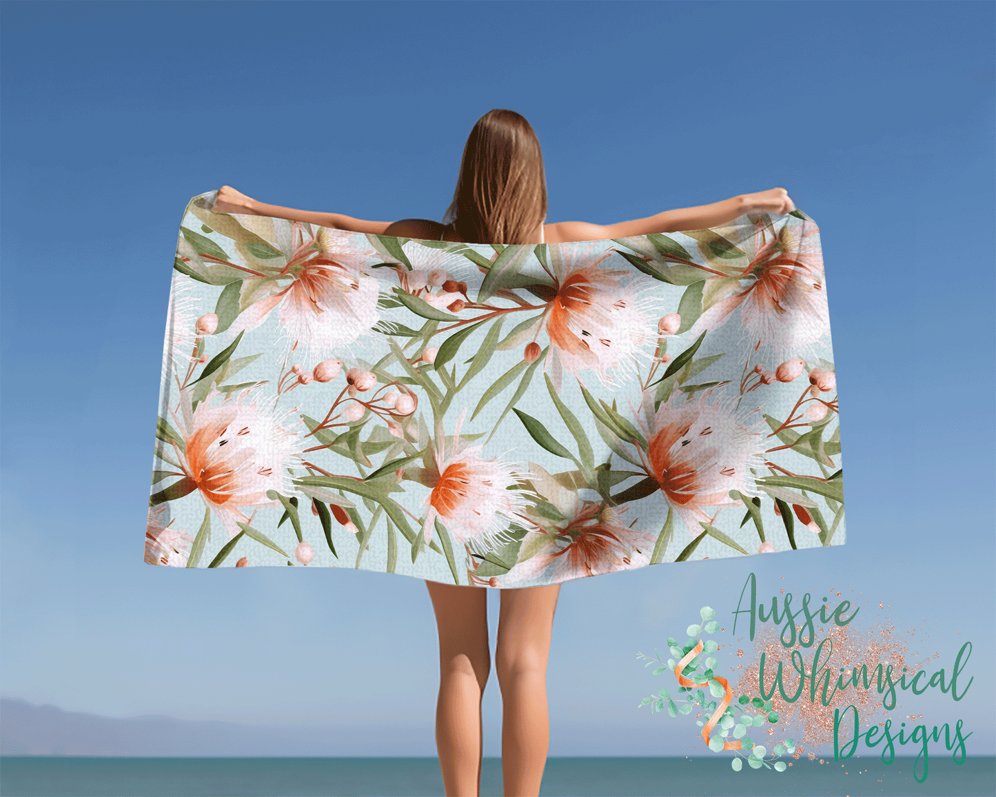 Beach Towel, Boho Floral, Polycotton Towel