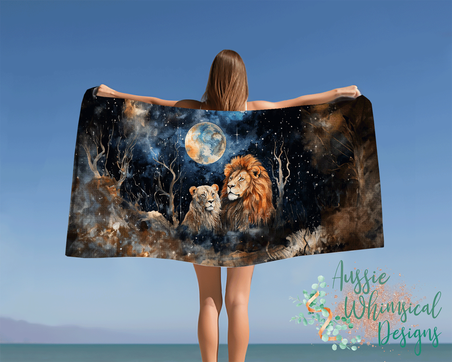 Beach Towel, Lions, Polycotton Towel