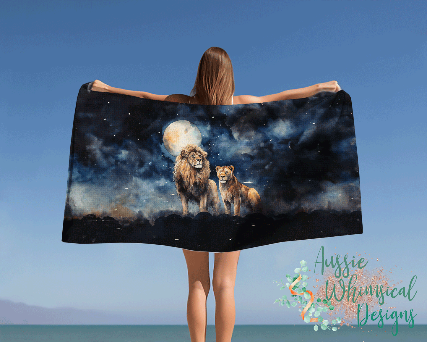 Beach Towel, Lions, Polycotton Towel