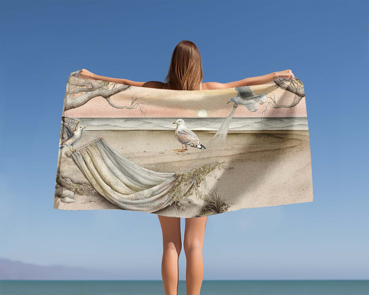 Beach Towel, Beach Scene, Polycotton Towel