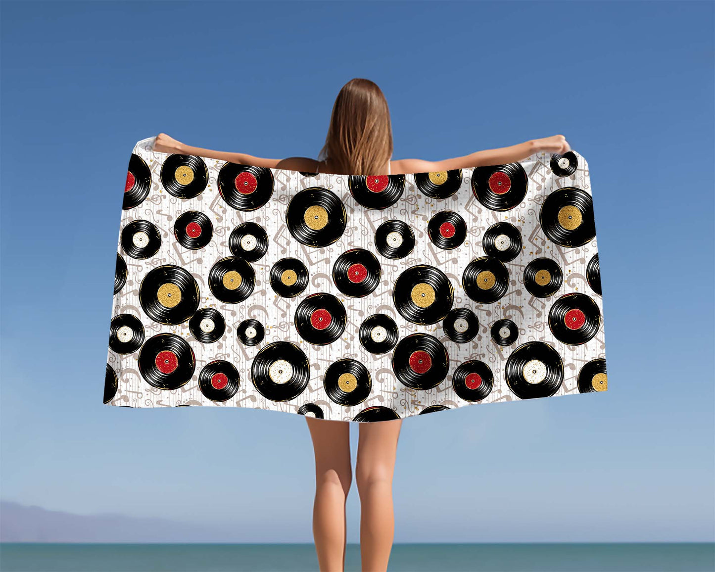 Beach Towel, Music Records, Polycotton Towel