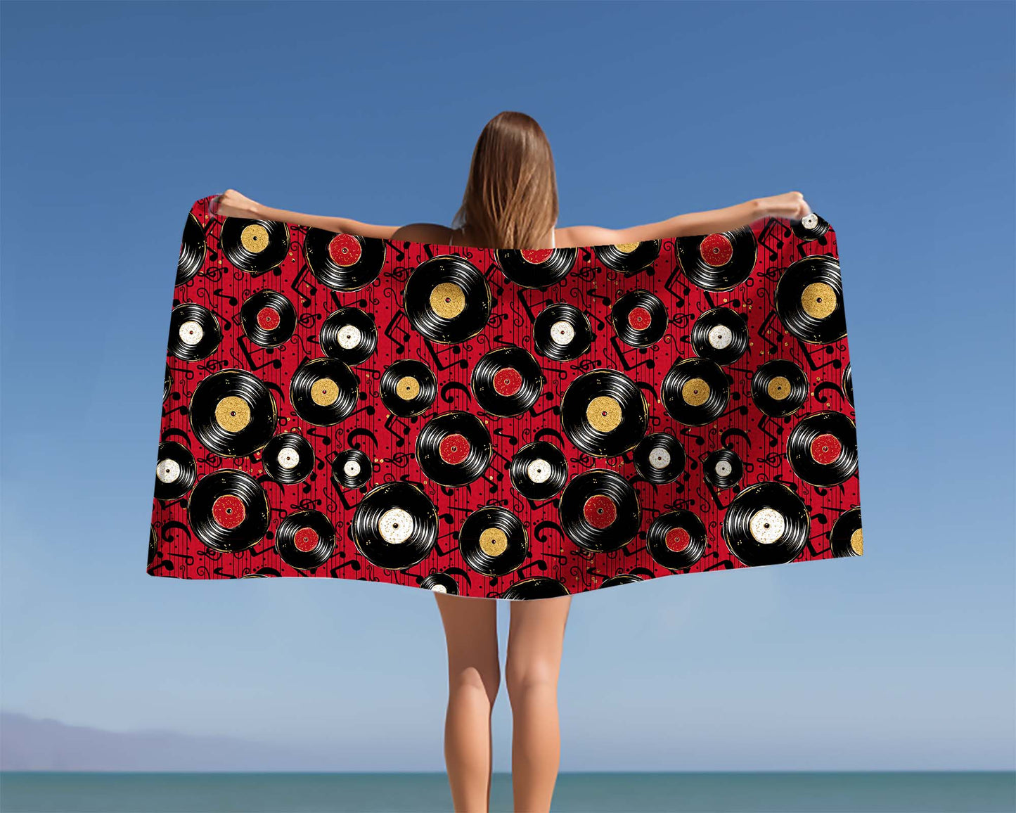 Beach Towel, Music Records, Polycotton Towel