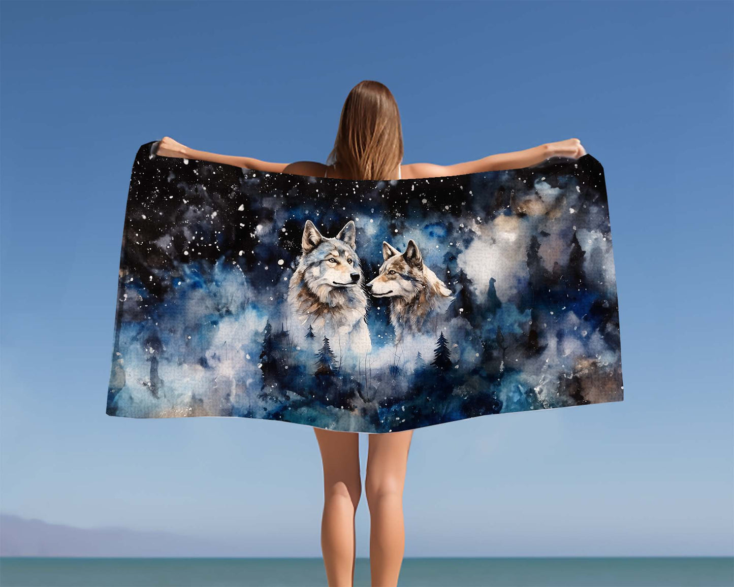 Beach Towel, Wolves, Polycotton Towel