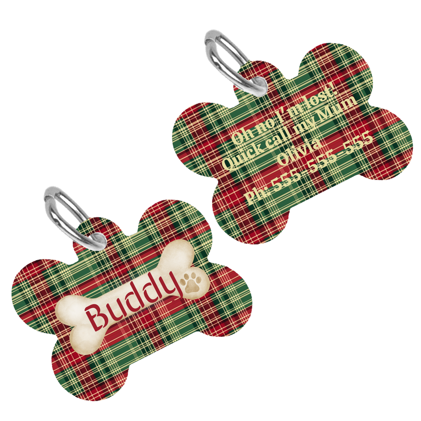 Tartan Collection 19 - Pet Tag Round and Bone Shape, Bandana, Lead, Dinner Bowl, Pet Bed