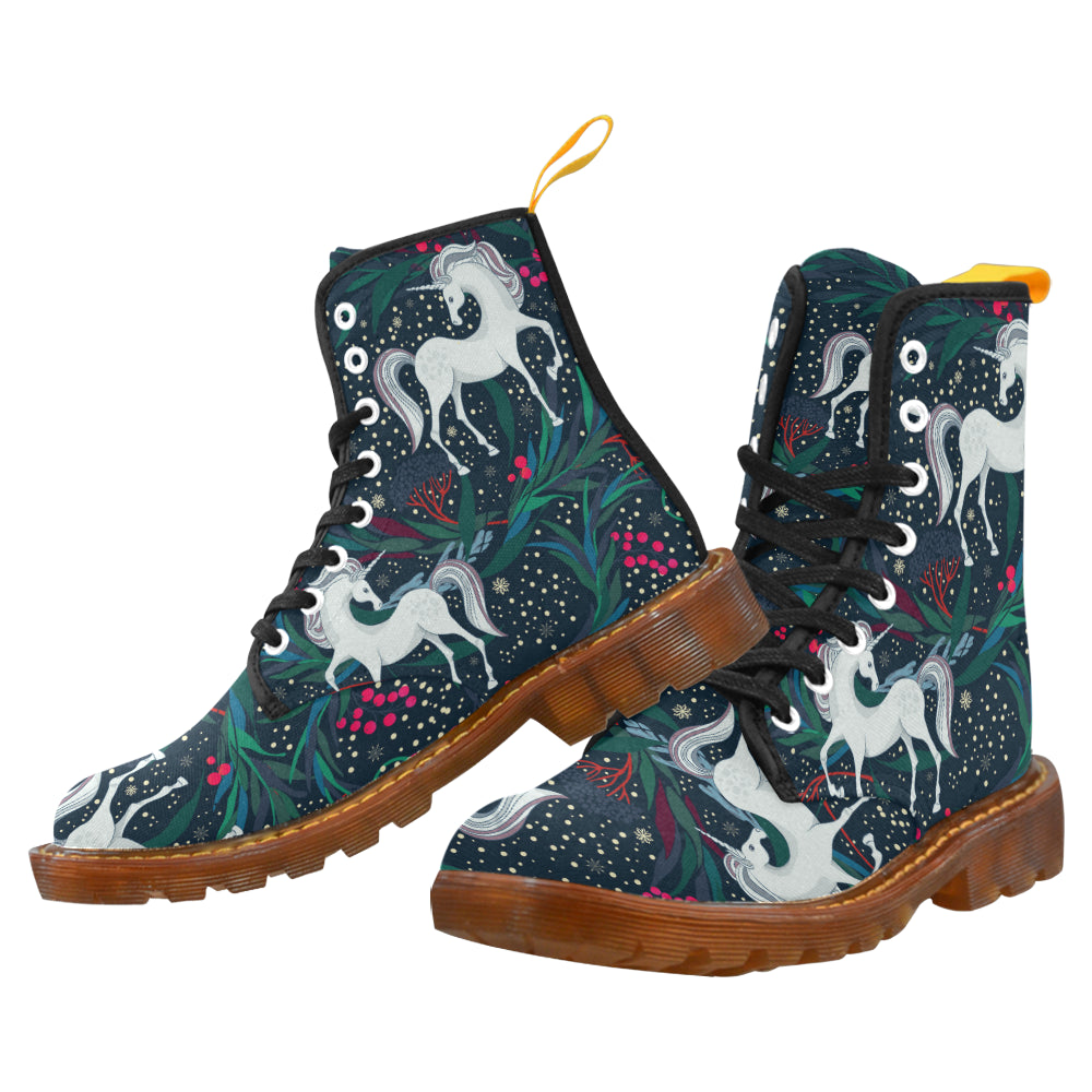 Fairy magic seamless vector pattern with unicorns Martin Boots For Women Model 1203H
