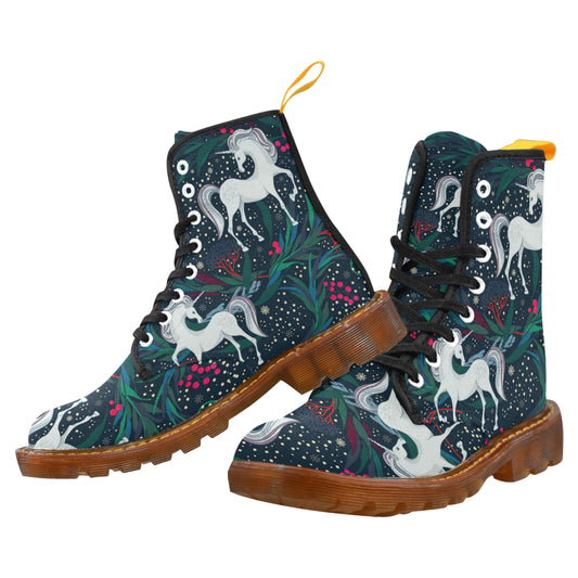 Fairy magic seamless vector pattern with unicorns Martin Boots For Women Model 1203H