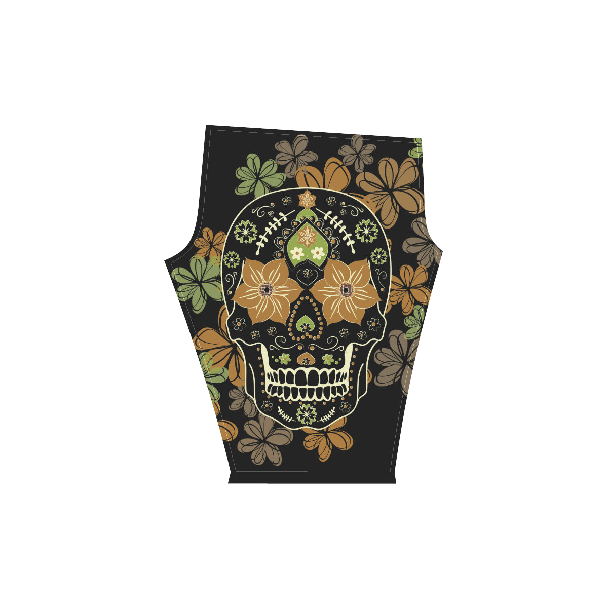 Day of the Dead Colourful Skull with Floral Women's Low Rise Capri Leggings (Invisible Stitch)