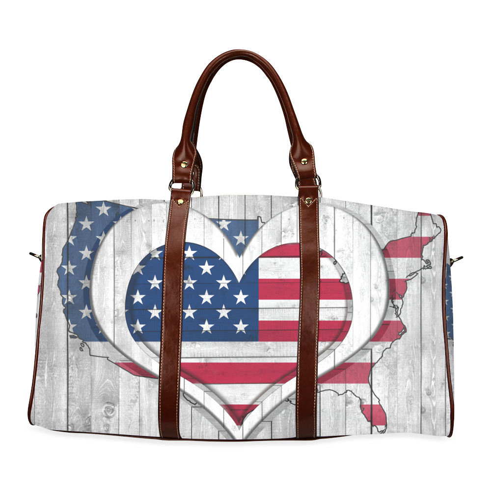 American Flag& Map Waterproof Travel Bag/Large (Model 1639)