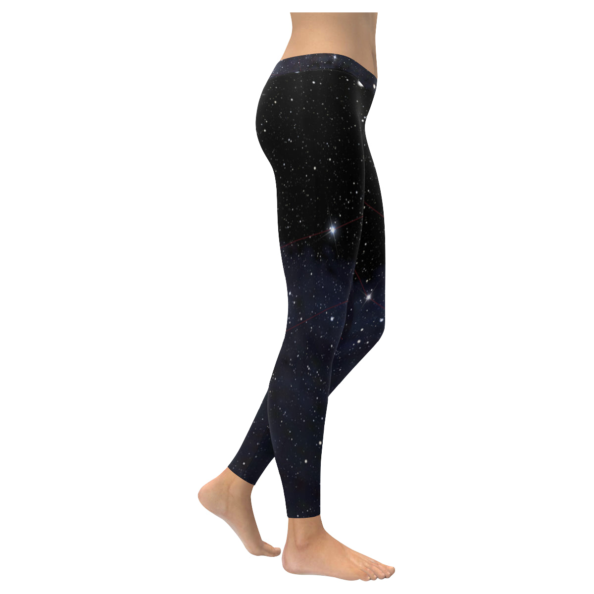 Unicorn constellation in deep space sky Women's Low Rise Leggings (Invisible Stitch)