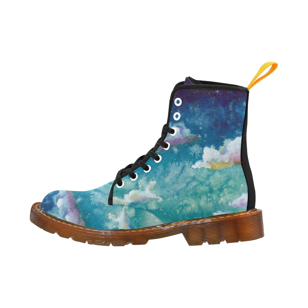 Watercolor Clouds and Starry Sky honey Martin Boots For Men Model 1203H