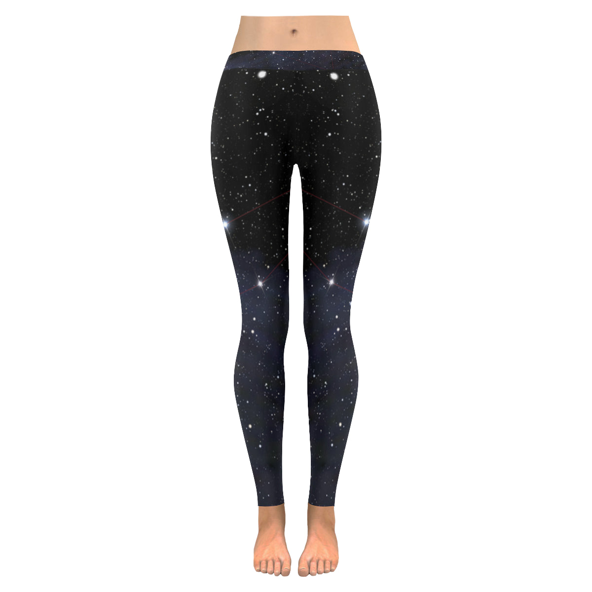 Unicorn constellation in deep space sky Women's Low Rise Leggings (Invisible Stitch)