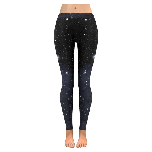 Unicorn constellation in deep space sky Women's Low Rise Leggings (Invisible Stitch)