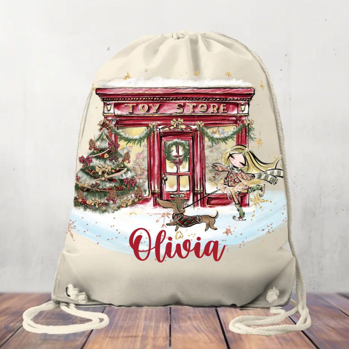 Personalised Canvas Drawstring Bag, Toy Shop