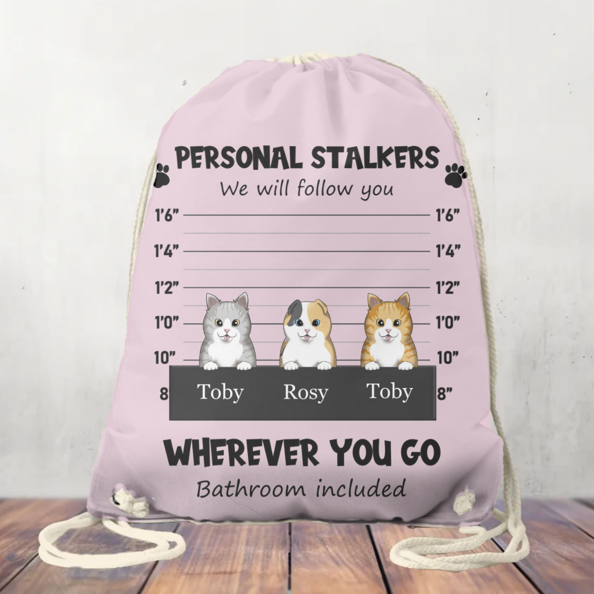 Canvas Drawstring Bag, Cat's Personal Stalker