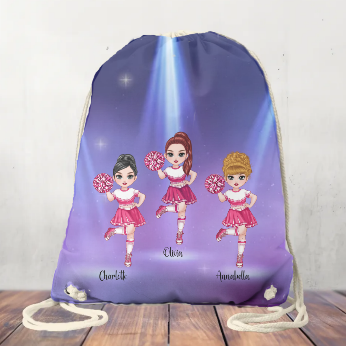 Canvas Drawstring Bag Personalised Cheer