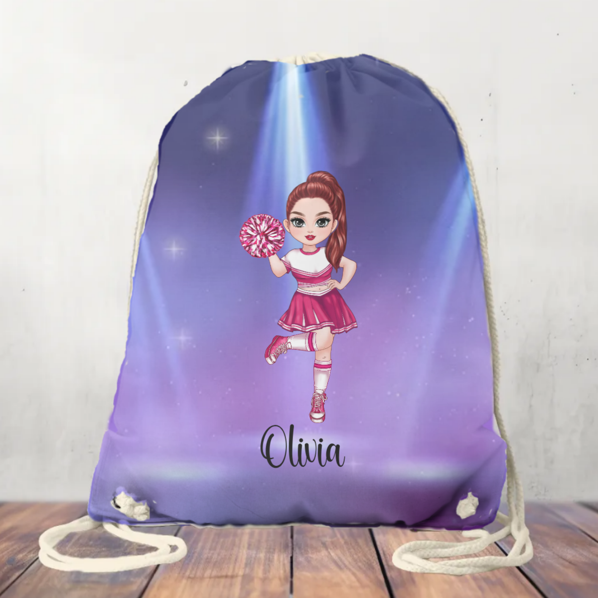 Canvas Drawstring Bag Personalised Cheer