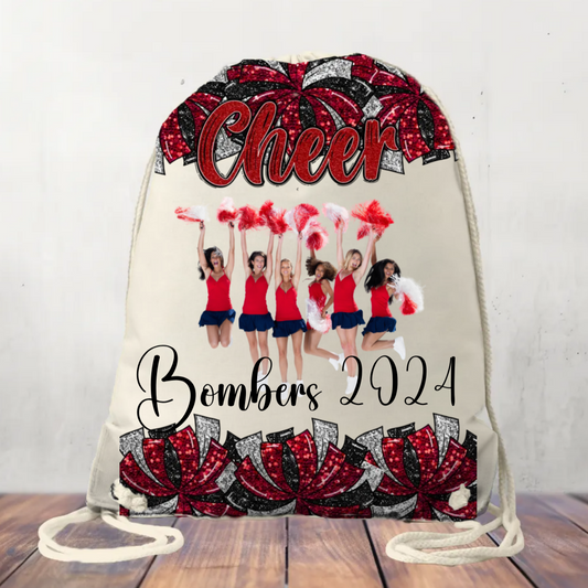 Canvas Drawstring Bag Personalised Cheer Bag, Coach, Mum, Cheer