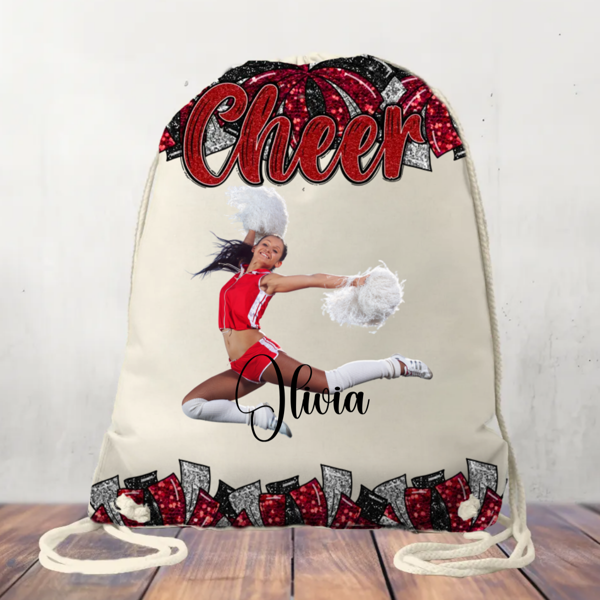 Canvas Drawstring Bag Personalised Cheer Bag, Coach, Mum, Cheer