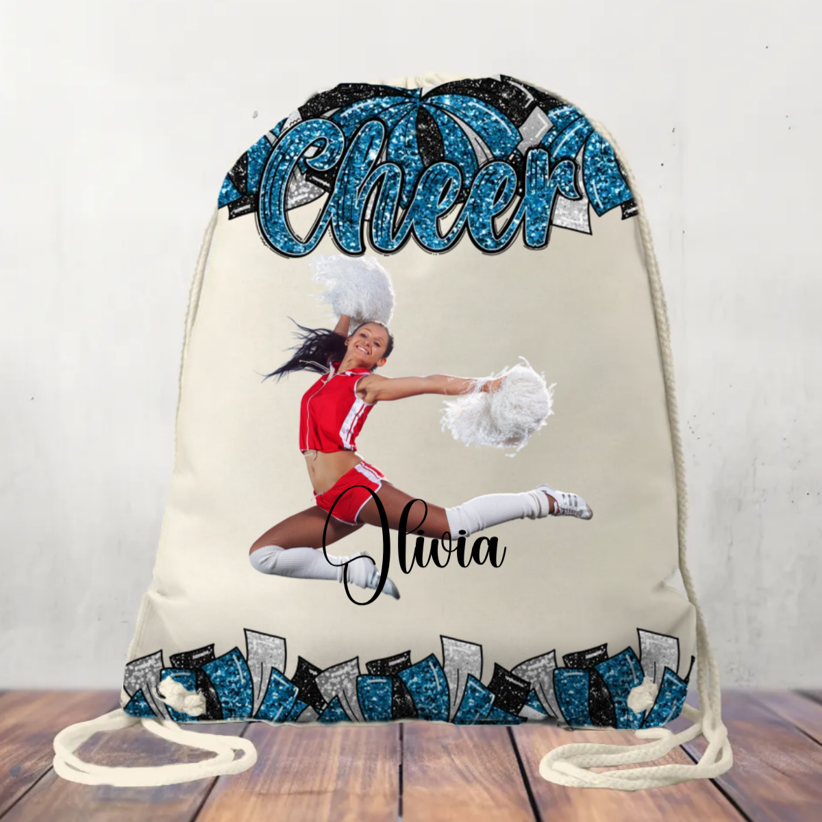 Canvas Drawstring Bag Personalised Cheer Bag, Coach, Mum, Cheer