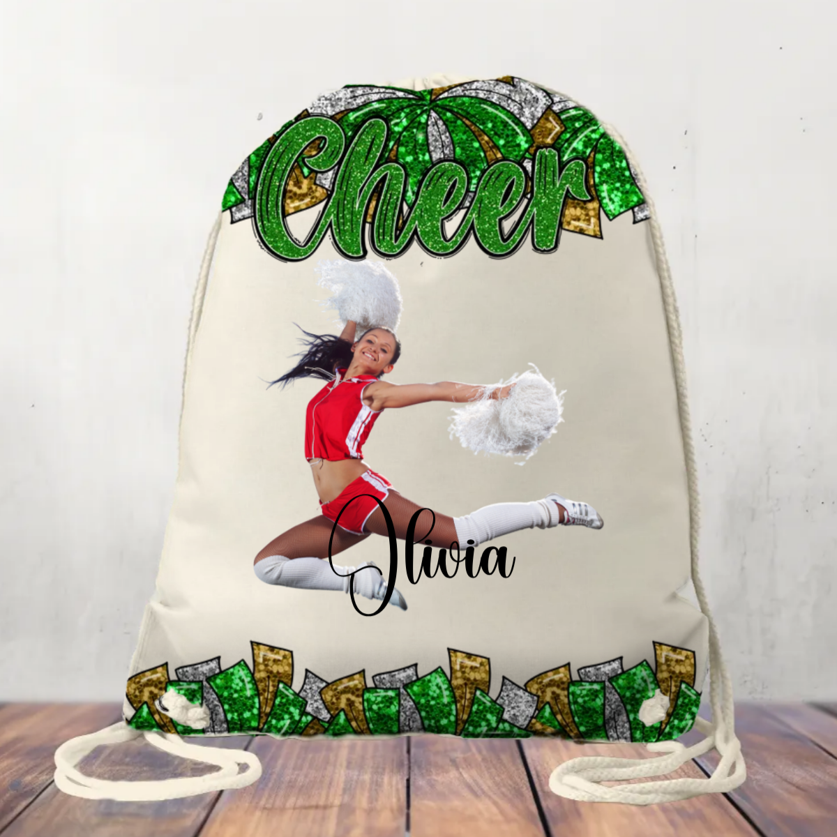 Canvas Drawstring Bag Personalised Cheer Bag, Coach, Mum, Cheer