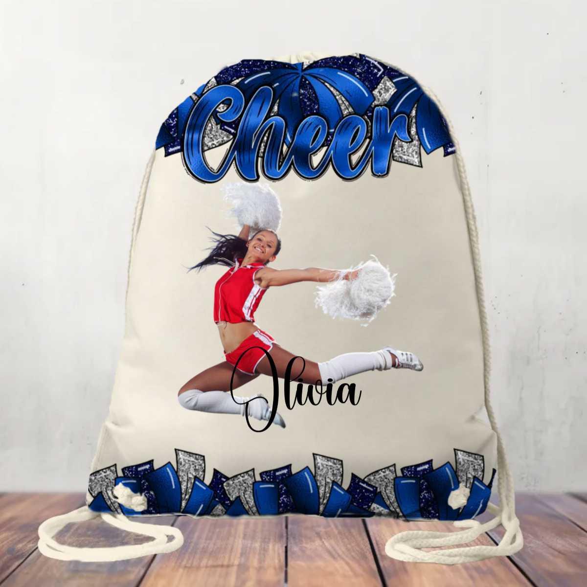 Canvas Drawstring Bag Personalised Cheer Bag, Coach, Mum, Cheer