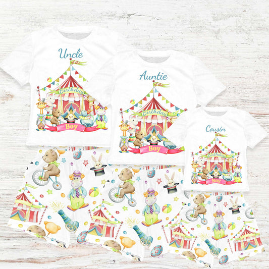 Personalised Circus Matching Birthday Shirt and Short Sets