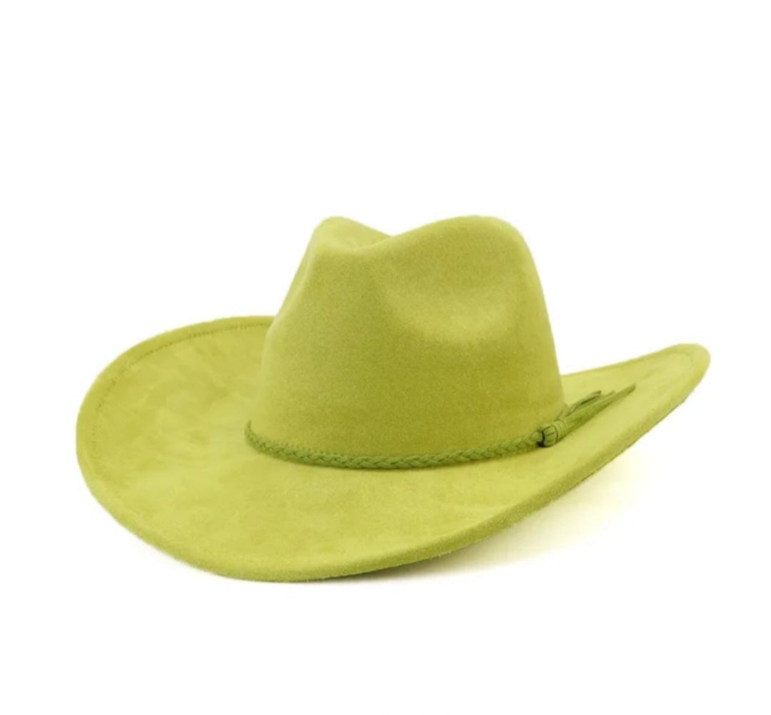 Classic Fedora-Style Cowboy Hat – Adjustable & Stylish Cowboy Style-Avocado Green
