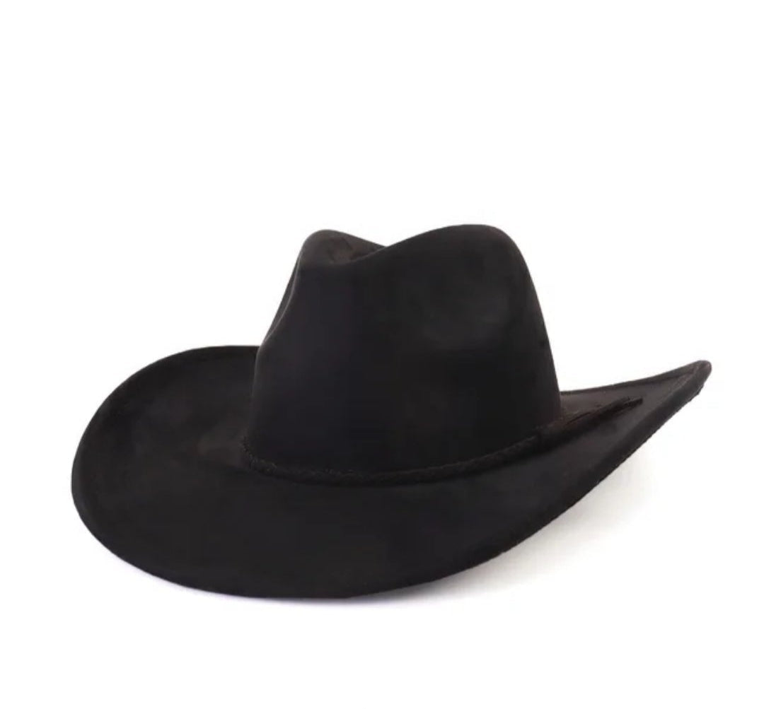 Classic Fedora-Style Cowboy Hat – Adjustable & Stylish Cowboy Style-Black