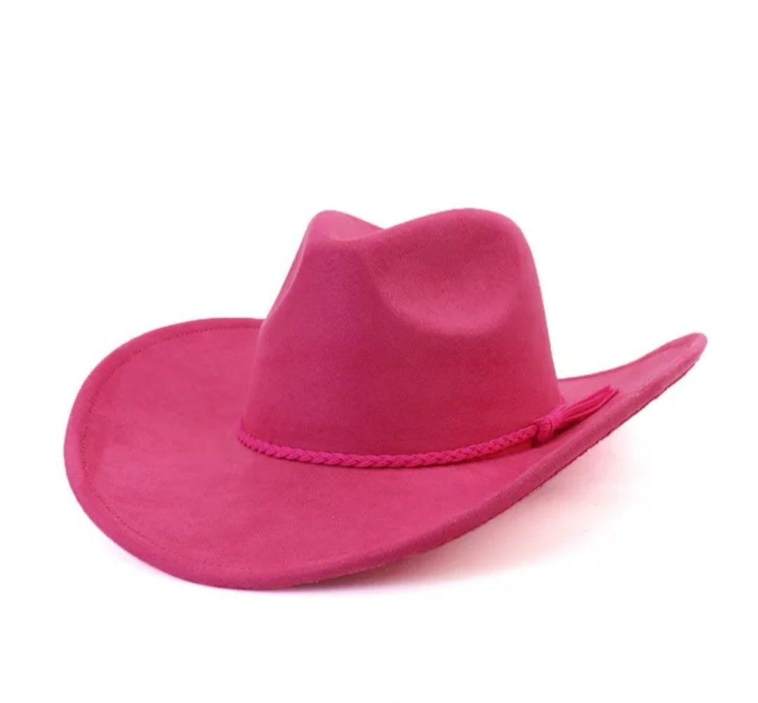 Classic Fedora-Style Cowboy Hat – Adjustable & Stylish Cowboy Style-Hot Pink