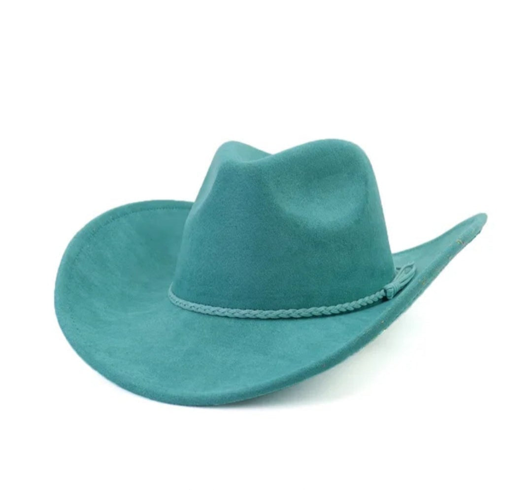 Classic Fedora-Style Cowboy Hat – Adjustable & Stylish Cowboy Style-Light Peacock Blue