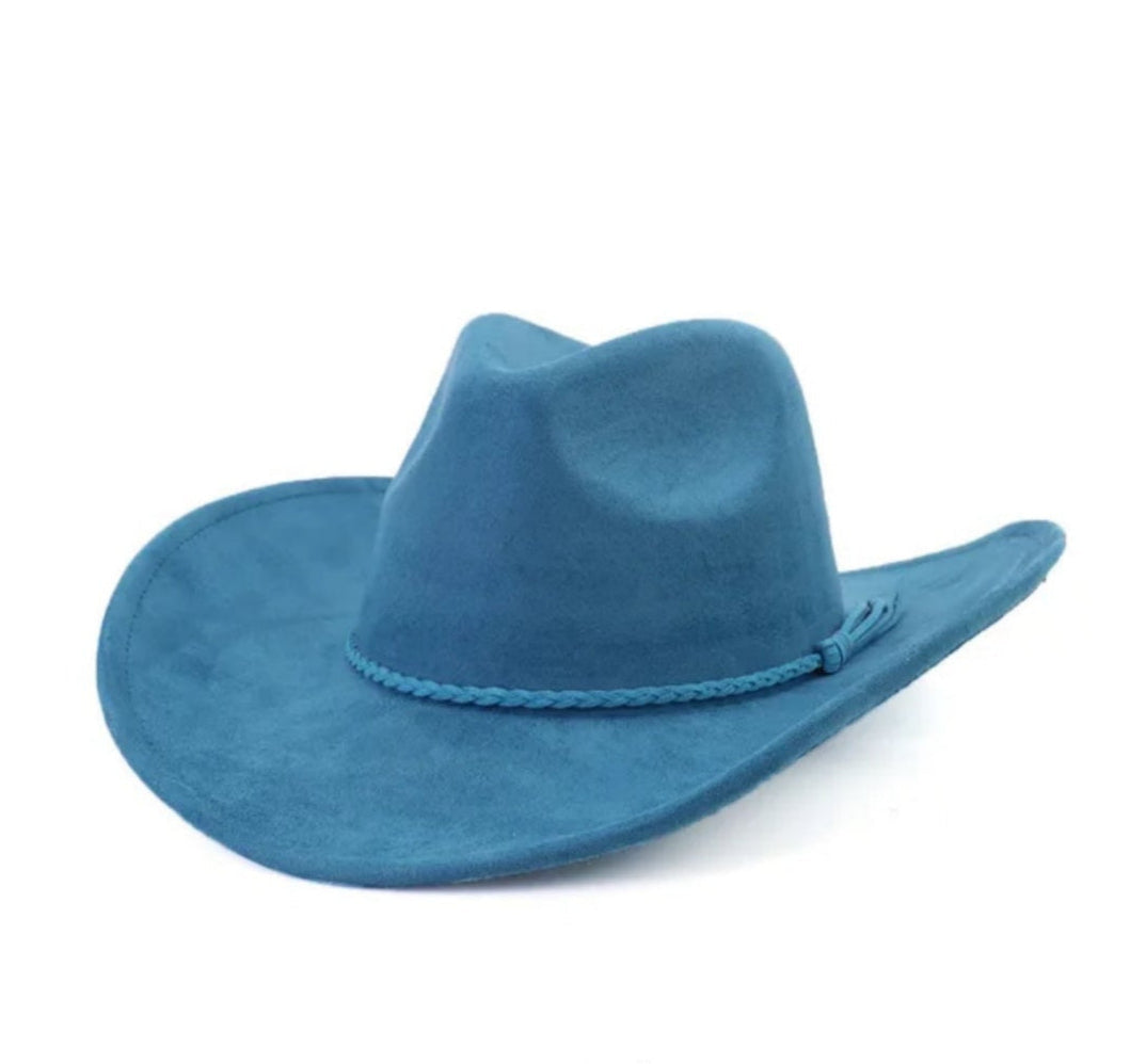 Classic Fedora-Style Cowboy Hat – Adjustable & Stylish Cowboy Style-Peacock Blue