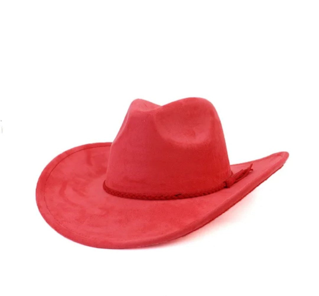 Classic Fedora-Style Cowboy Hat – Adjustable & Stylish Cowboy Style-Red