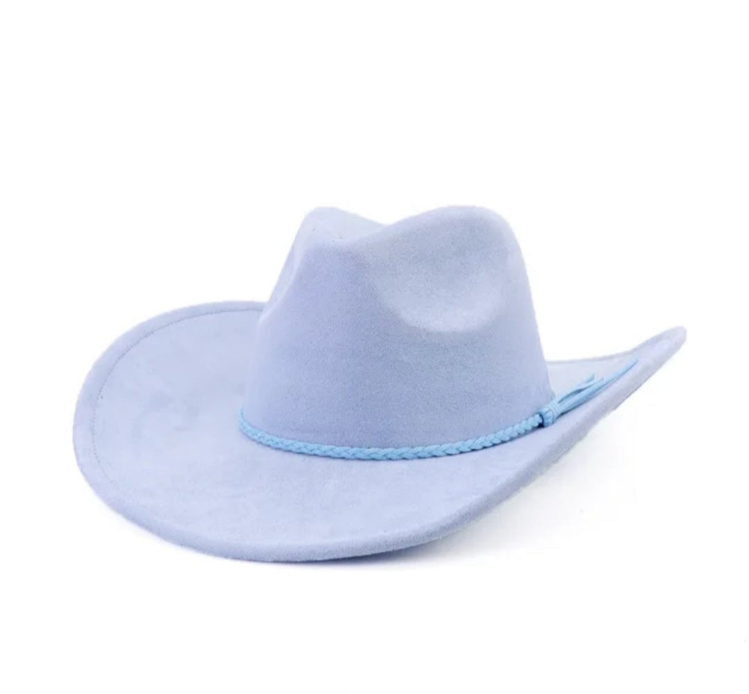 Classic Fedora-Style Cowboy Hat – Adjustable & Stylish Cowboy Style-Sky Blue