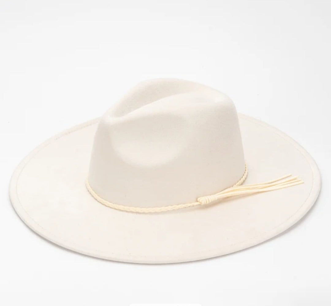Classic Fedora-Style Cowboy Hat – Adjustable & Stylish Size 58-60-Beige-White