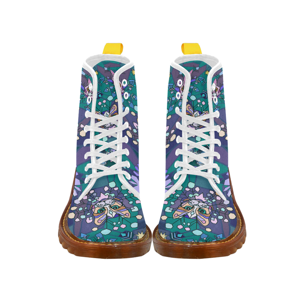 Funny cartoon snowflakes with cat heads Martin Boots For Women Model 1203H