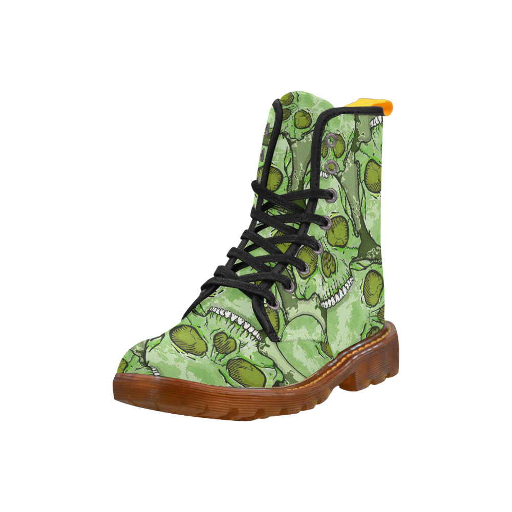 Green Skull Martin Boots For Women Model 1203H
