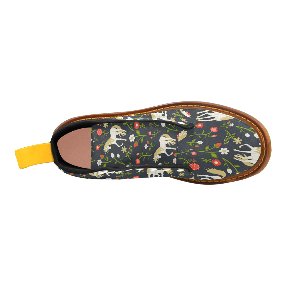 floral pattern with magic unicorns Martin Boots For Women Model 1203H
