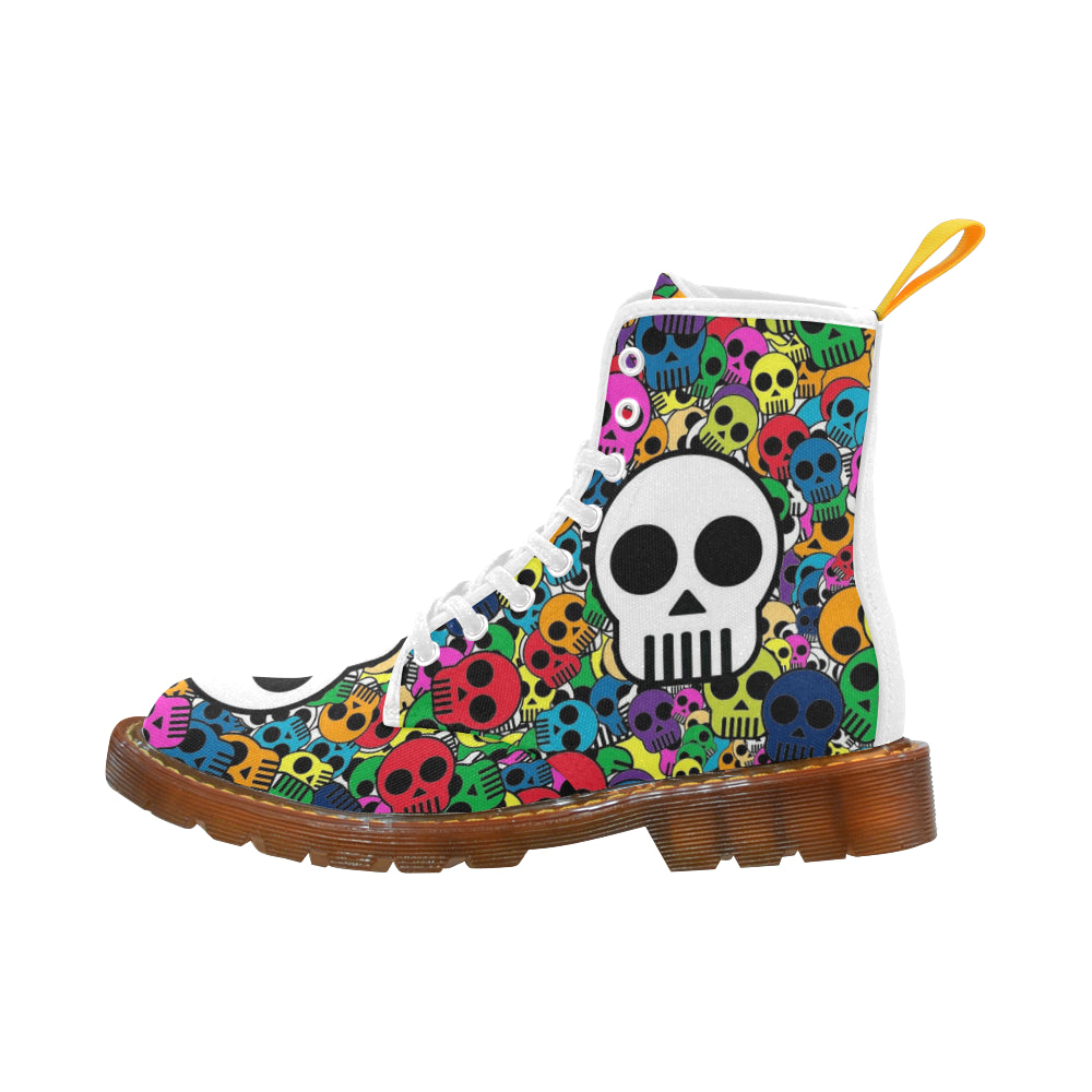 White skull Martin Boots For Women Model 1203H