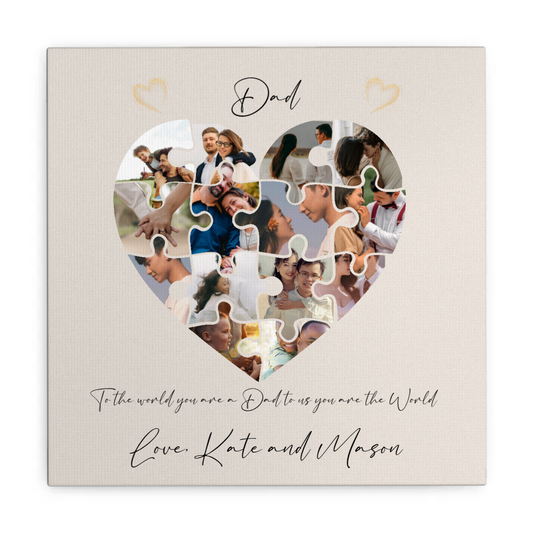 Personalise Puzzle Canvas, add your photos, change all wording