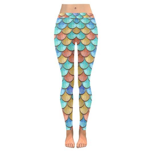 River Fish Scales Women's Low Rise Leggings (Invisible Stitch)