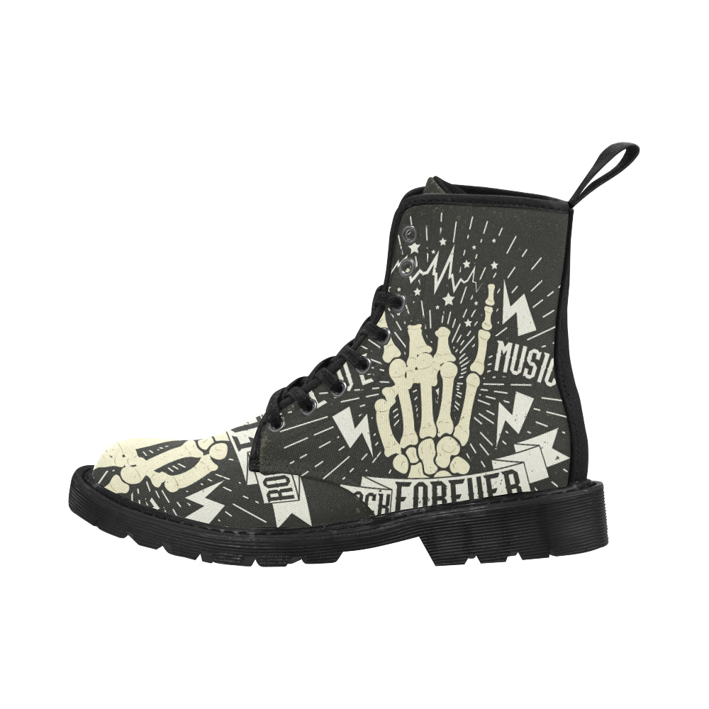 Rock and Roll music hipster Martin Boots for Women (Black) (Model 1203H)