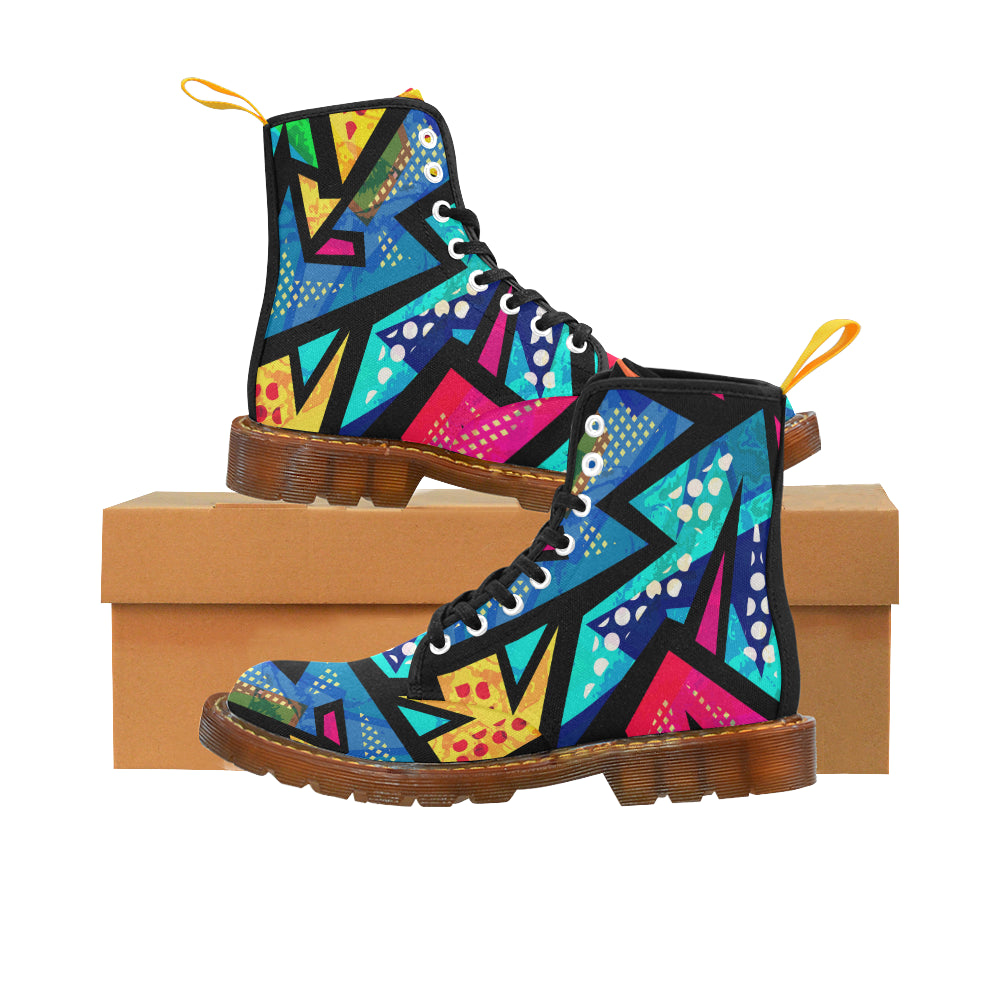 funny geometric seamless pattern honey Martin Boots For Men Model 1203H